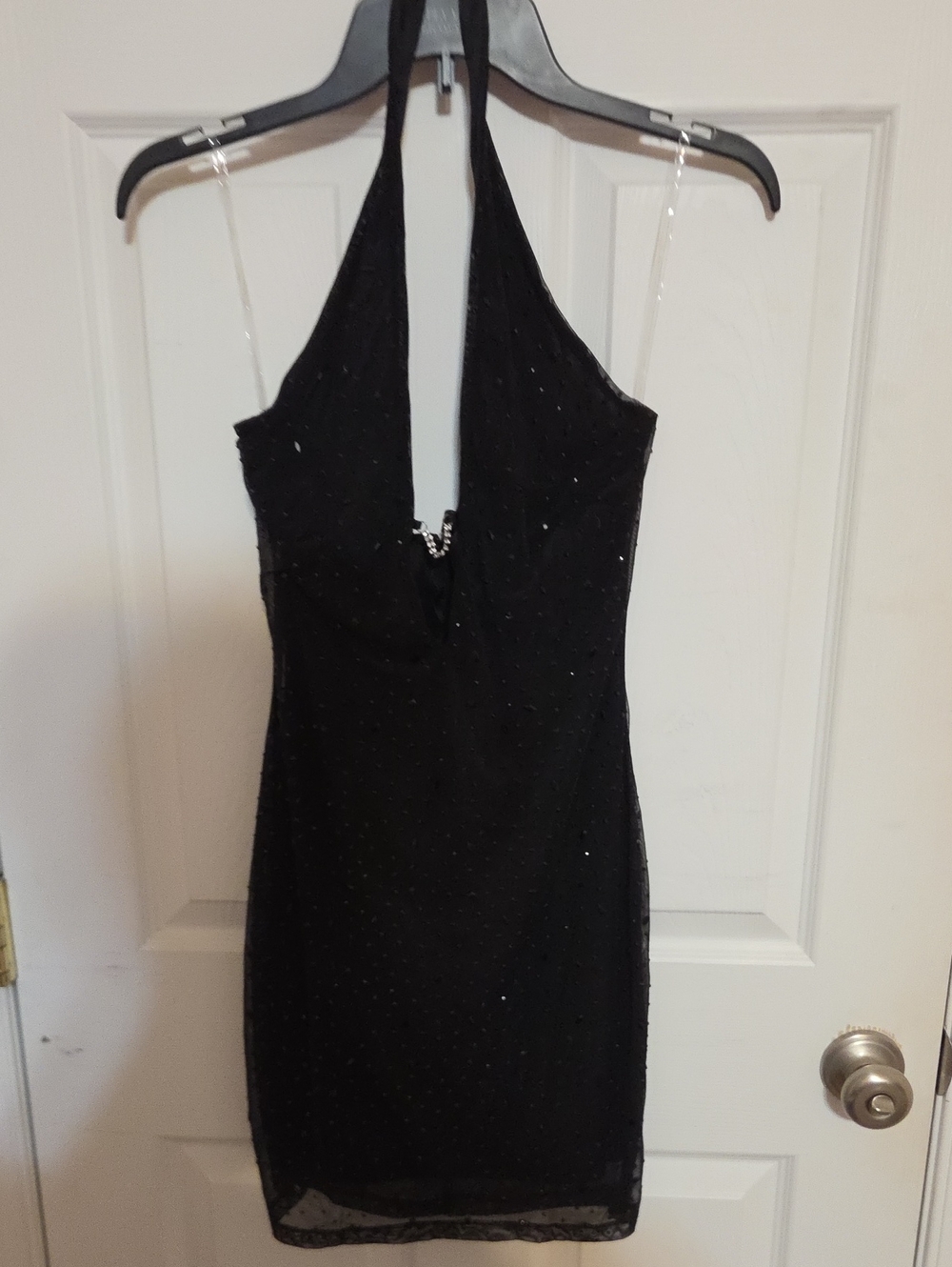 Windsor Black Halter Mini Dress with Delicate Sparkle